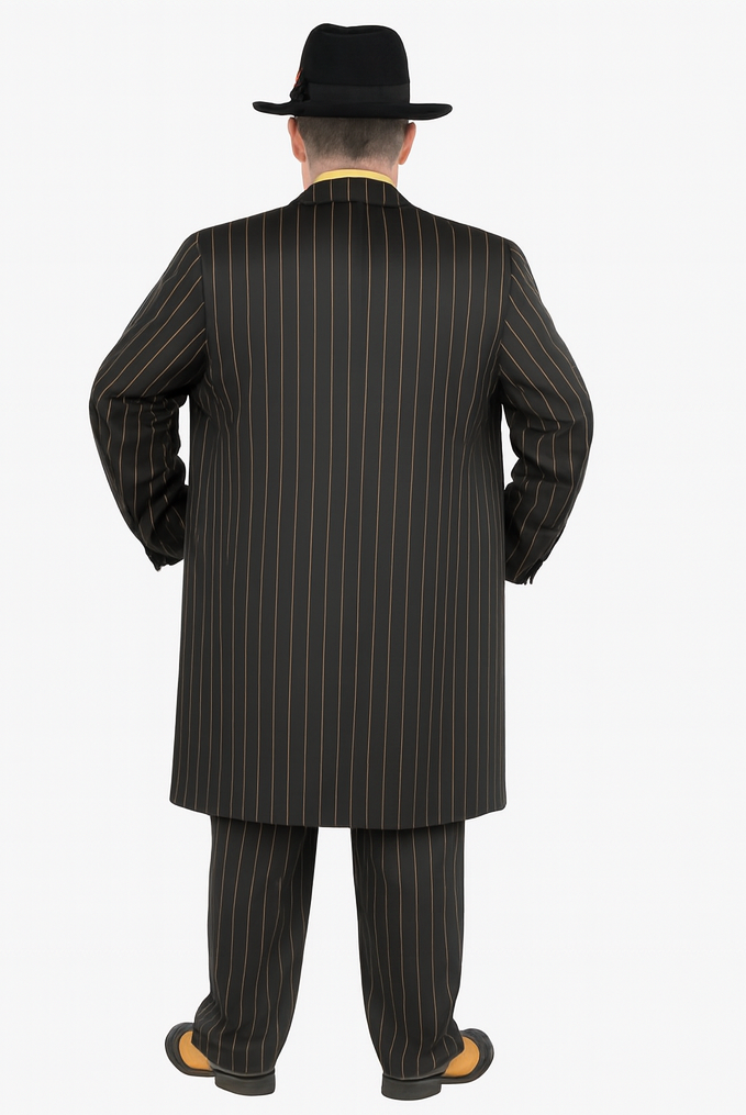 Mens Gangster Zoot Suit in 3 Colors  Chalk Stripe - Black and Red - Black and Gold - Black and White