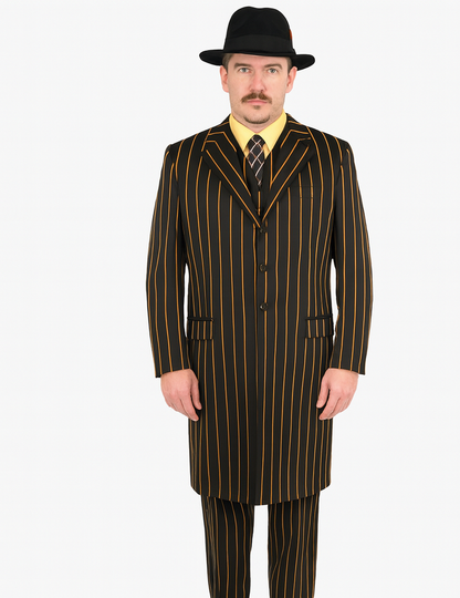 Mens Gangster Zoot Suit in 3 Colors  Chalk Stripe - Black and Red - Black and Gold - Black and White