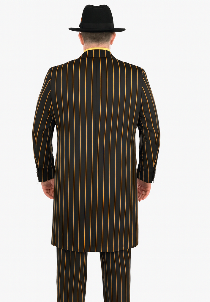 Mens Gangster Zoot Suit in 3 Colors  Chalk Stripe - Black and Red - Black and Gold - Black and White 6 Zoot-200  - from alligatorwarehouse.com