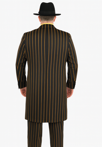 Mens Gangster Zoot Suit in 3 Colors  Chalk Stripe - Black and Red - Black and Gold - Black and White
