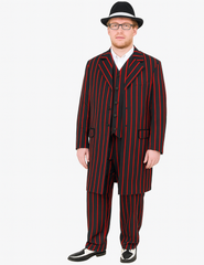 Mens Gangster Zoot Suit in 3 Colors  Chalk Stripe - Black and Red - Black and Gold - Black and White