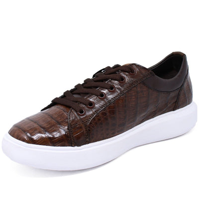 Men's Genuine Full Caiman Belly Skin Sneakers - Brown 1 LAB-ZSM028207-060  - from alligatorwarehouse.com