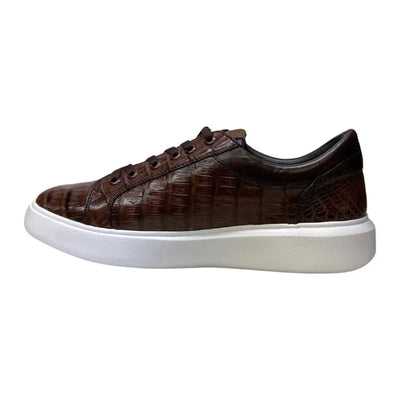 Men's Genuine Full Caiman Belly Skin Sneakers - Brown 4 LAB-ZSM028207-060  - from alligatorwarehouse.com