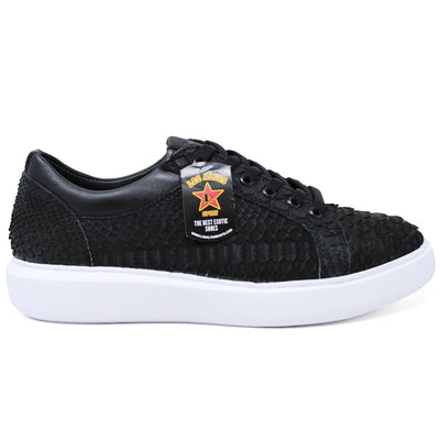 Men's Genuine Full Python Skin Sneakers - Black 3 LAB-ZSM025705-060  - from alligatorwarehouse.com
