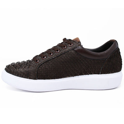 Men's Genuine Full Python Skin Sneakers - Brown 4 LAB-ZSM025707-060  - from alligatorwarehouse.com