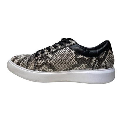 Men’s Natural Genuine Full Python Skin Sneakers, Exotic Lace-Up Casual Shoes