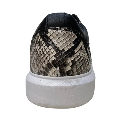 Men’s Natural Genuine Full Python Skin Sneakers, Exotic Lace-Up Casual Shoes
