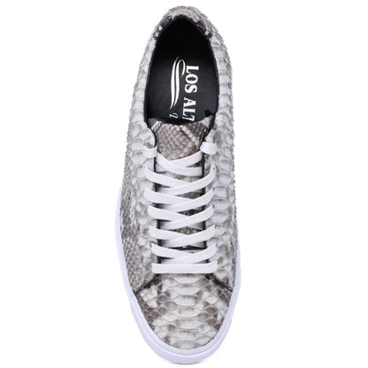 Men’s Natural Genuine Full Python Skin Sneakers, Exotic Lace-Up Casual Shoes