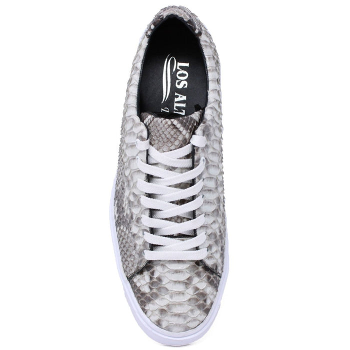Men’s Natural Genuine Full Python Skin Sneakers, Exotic Lace-Up Casual Shoes