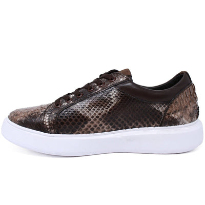 Men's Genuine Full Python Skin Sneakers - Rustic Brown 3 LAB-ZSM025785-060  - from alligatorwarehouse.com