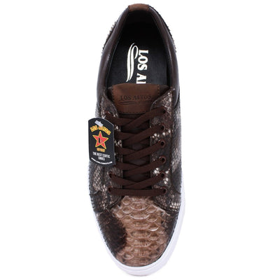 Men's Genuine Full Python Skin Sneakers - Rustic Brown 5 LAB-ZSM025785-060  - from alligatorwarehouse.com