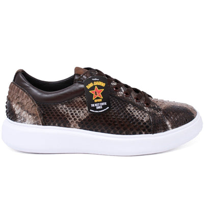 Men's Genuine Full Python Skin Sneakers - Rustic Brown 4 LAB-ZSM025785-060  - from alligatorwarehouse.com