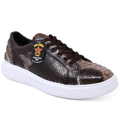 Men's Genuine Full Python Skin Sneakers - Rustic Brown 2 LAB-ZSM025785-060  - from alligatorwarehouse.com