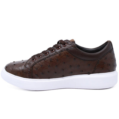 Men's Genuine Full Quill Ostrich Leather Sneakers - Brown 3 LAB-ZSM020307-060  - from alligatorwarehouse.com