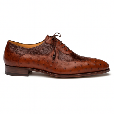 Mens Mezlan Getty Ostrich Wingtip Dress Shoe in Cognac 5   - from alligatorwarehouse.com