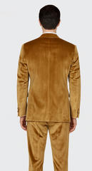 Men’s Gold Velvet Peak Lapel Suit – 2-Piece Skinny Fit Tazzio Formalwear
