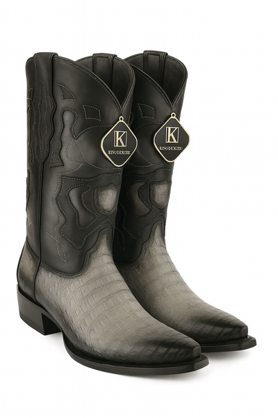 King Exotic Men's Caiman Belly Snip Toe Boots 34 -01  - from alligatorwarehouse.com