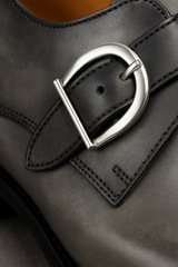 Mens Carrucci Classic Leather Fade Single D-Buckle Monk Strap Dress Shoe in Chestnut