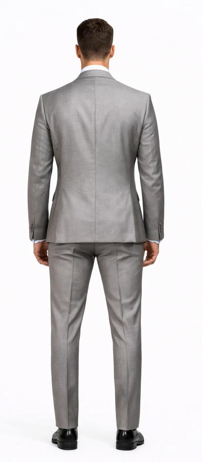 Rossiman Gray Men's Slim-fit Suit Vested Flat Front Pants