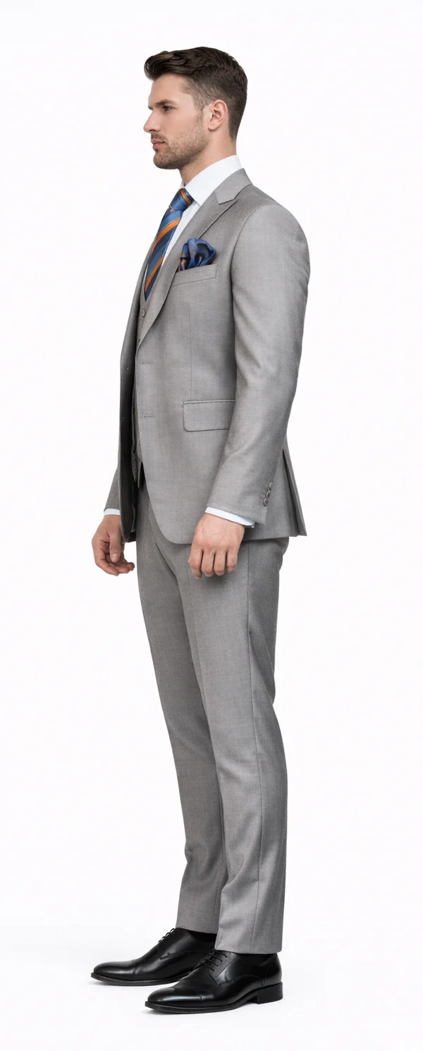 Rossiman Gray Men's Slim-fit Suit Vested Flat Front Pants