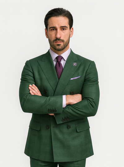 Men’s Green Double-Breasted Suit – Stylish Formal Wear 5   - from alligatorwarehouse.com