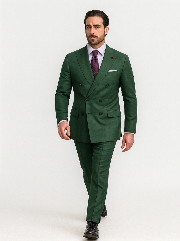 Men’s Green Double-Breasted Suit – Stylish Formal Wear