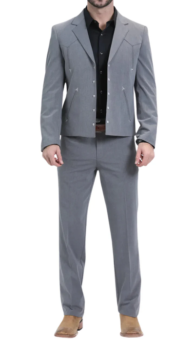 Men’s Grey Western Suit Set – Classic 2 Piece Formal Suit for Weddings, Business