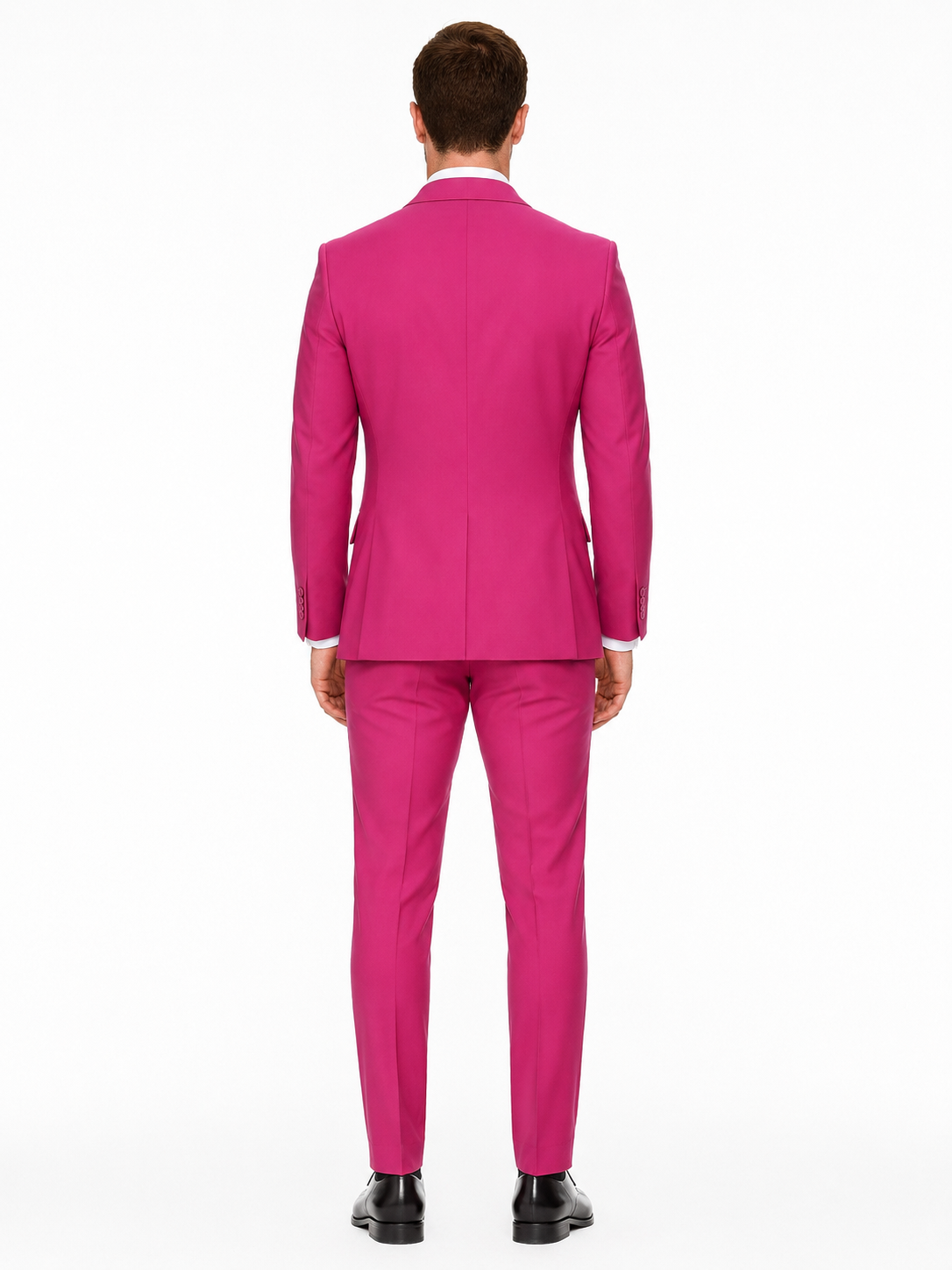 Mens Hot Pink Tuxedo Dinner Jacket + Pants with Shawl Lapel – Slim Fit 2-Piece Suit for Weddings, Proms Suit in Fuchsia Color