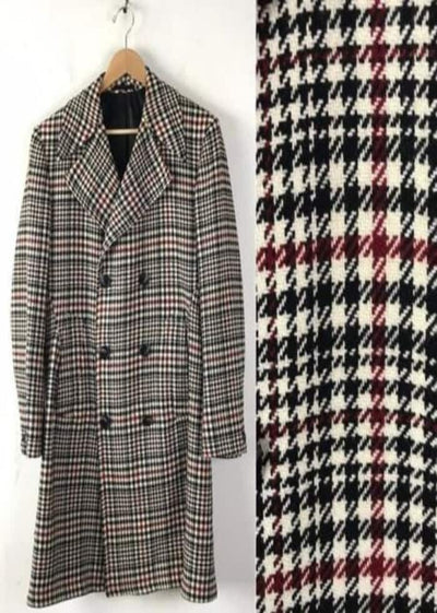 Mens Houndstooth Six Button Front Double Breasted Wool Overcoat 1   - from alligatorwarehouse.com