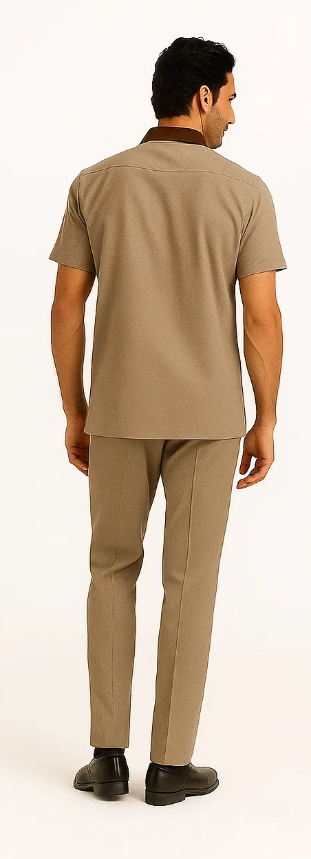 Mens Houndstooth Walking Suit by Dreams by Zacchi – 2 Piece Lei sure Set in brown/tan- $’99