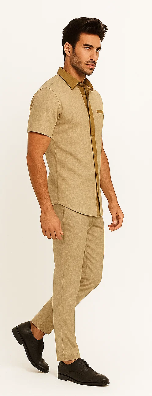 Men’s Houndstooth Walking Suit by Dreams by Zacchi – 2 Piece Lei sure Set in camel- $99 3   - from alligatorwarehouse.com