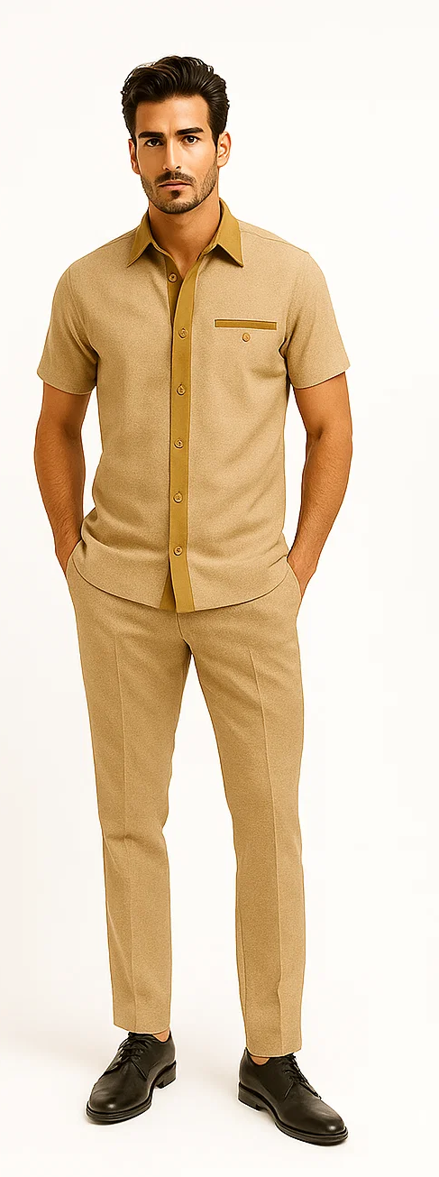 Men’s Houndstooth Walking Suit by Dreams by Zacchi – 2 Piece Lei sure Set in camel- $99 5   - from alligatorwarehouse.com
