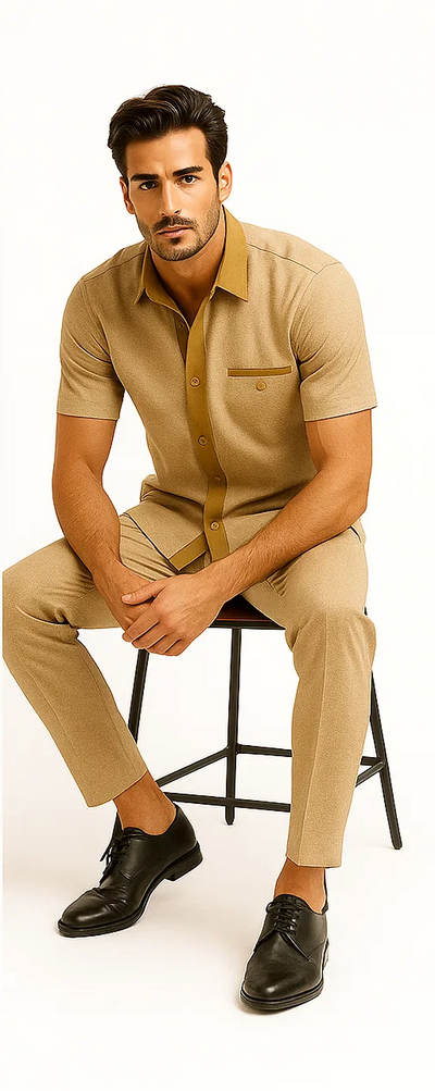 Men’s Houndstooth Walking Suit by Dreams by Zacchi – 2 Piece Lei sure Set in camel- $99 6   - from alligatorwarehouse.com