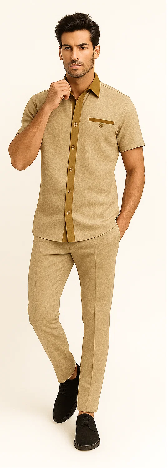 Men’s Houndstooth Walking Suit by Dreams by Zacchi – 2 Piece Lei sure Set in camel- $99 7   - from alligatorwarehouse.com