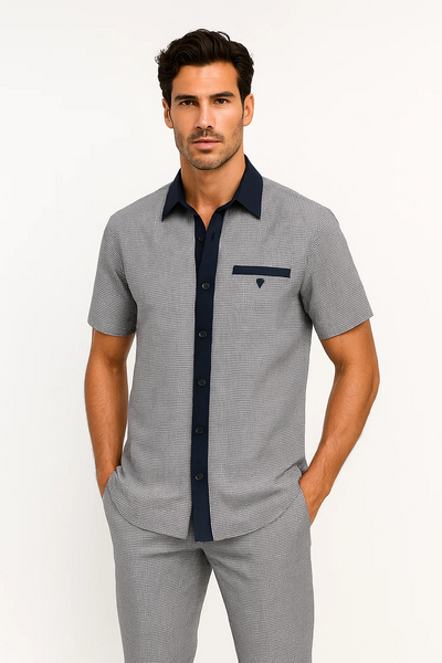 Men’s Houndstooth Walking Suit by Dreams by Zacchi – 2 Piece Lei sure Set in navy/white- $99 1   - from alligatorwarehouse.com