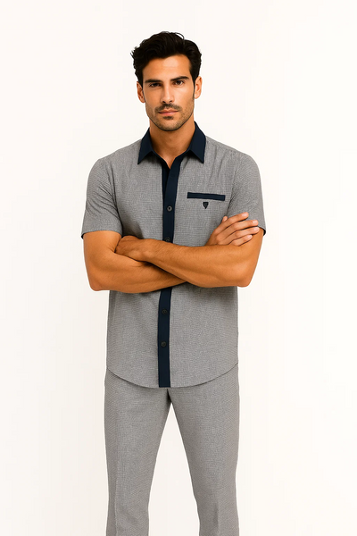 Men’s Houndstooth Walking Suit by Dreams by Zacchi – 2 Piece Lei sure Set in navy/white- $99 2   - from alligatorwarehouse.com