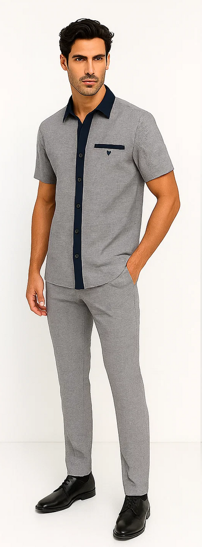 Men’s Houndstooth Walking Suit by Dreams by Zacchi – 2 Piece Lei sure Set in navy/white- $99 3   - from alligatorwarehouse.com