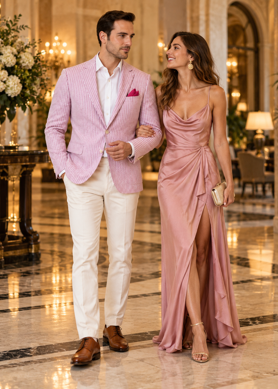 Mens Italian Lavender Seersucker Blazer – Lightweight Summer Striped Suit Jacket