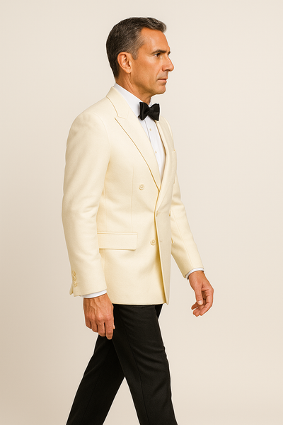Ivory Double Breasted Tuxedo Dinner Jacket - Cream Dinner Jacket - Off White Tuxedos 3   - from alligatorwarehouse.com