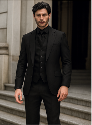 Mens John Wick Vested Black Suit Costume