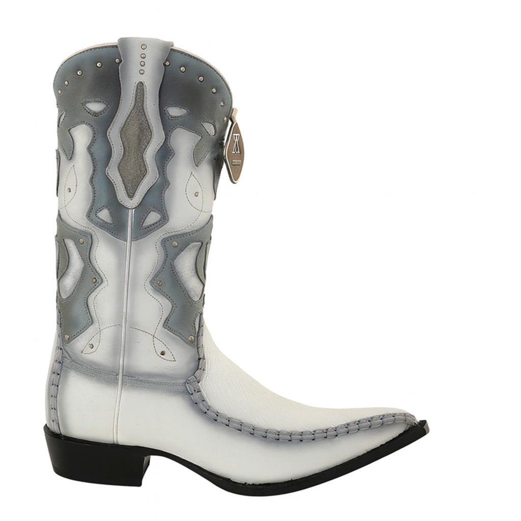 Men's King Exotic Genuine Sharkskin Boots 3x Toe Burnished White (495v20928)
