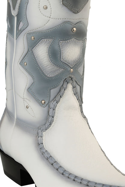 Men's King Exotic Genuine Sharkskin Boots 3x Toe Burnished White (495v20928)