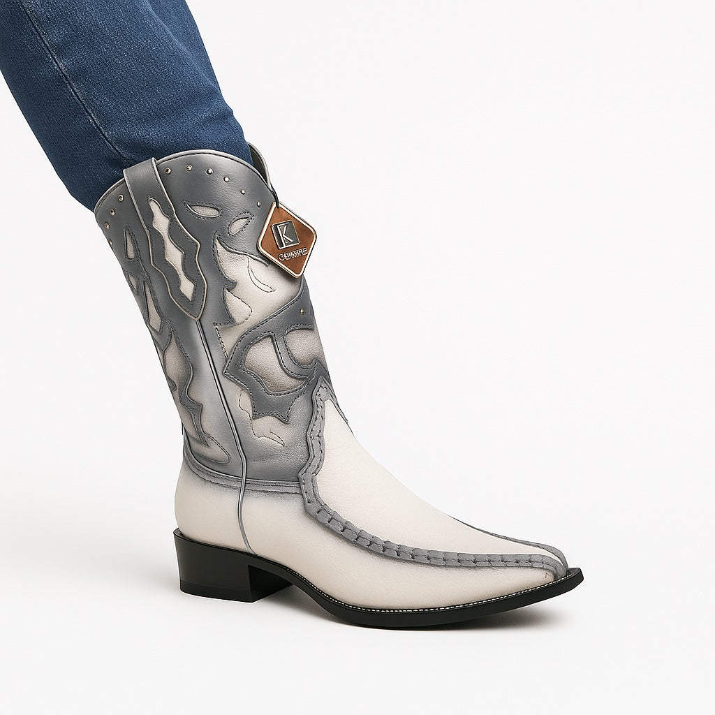 Men's King Exotic Genuine Sharkskin Boots 3x Toe Burnished White (495v20928)