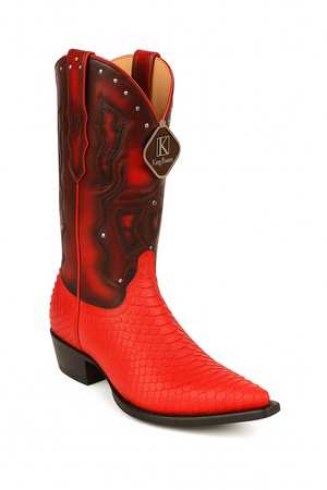 Men's King Exotic Boots Genuine Python 3x Toe Red (495vf5712)