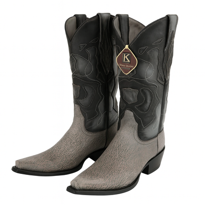 Men's King Exotic Snip Toe Sharkskin Boots Handcrafted Gray (494R0909)