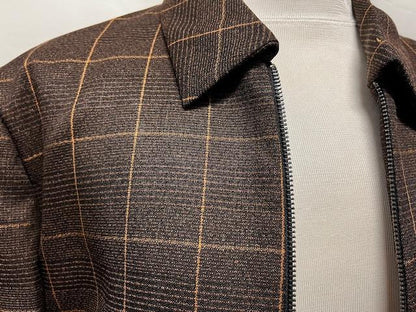 Mens Leisure Casual Suit Brown Windowpane 6775