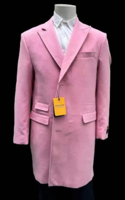 Mens Light Pink Wool Fashion Overcoat - Light Pink Carcoat 1   - from alligatorwarehouse.com