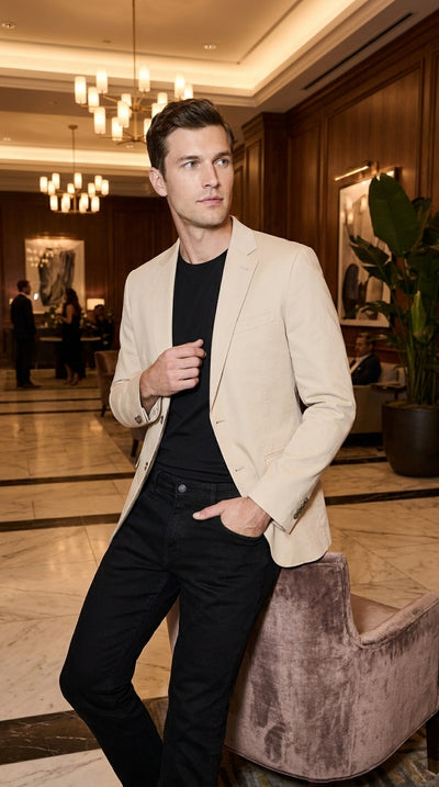 Mens Light Tan Sportcoat – Cream Beige Blazer for Weddings, Business & Smart Casual Wear