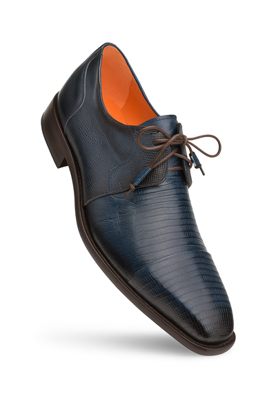 Lizard Skin Tassel Derby in Blue for men By Mezlan Made In Spain Brand 1   - from alligatorwarehouse.com