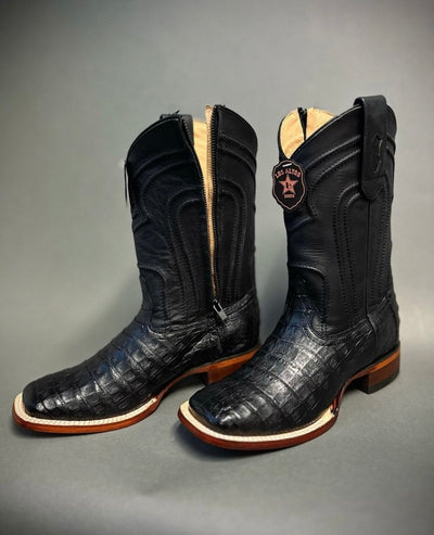 Men's Los Altos Caiman Belly Square Toe Boots with Zipper - Black 82Z8205 1 LAB-82Z8205-060  - from alligatorwarehouse.com